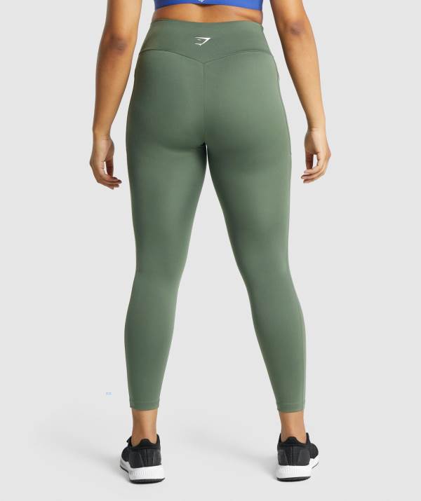 Damske Legíny Gymshark Training Mesh Pocket Zelene | TZ6407295